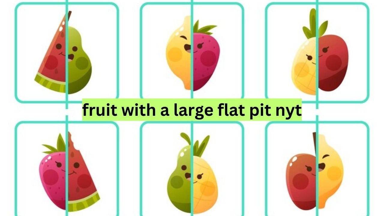 fruit with a large flat pit nyt