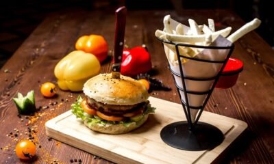 Burger and a grape snow cone is Perfect Pairing