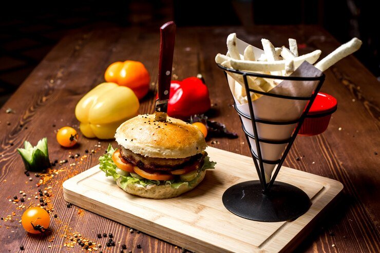 Burger and a grape snow cone is Perfect Pairing